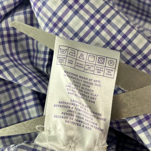 John Maverick Performance Shirt Mens 2XL Purple Plaid Button Up‎ Long Sleeves - Picture 7 of 9